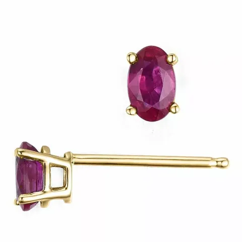 2 x 0,35 ct röda rubin örhängestift i 14 karat guld med rubin 