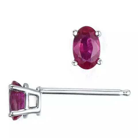 2 x 0,35 ct röda rubin örhängestift i 14 karat vitguld med rubin 