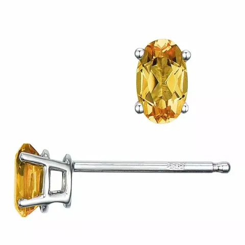 2 x 0,25 ct gula citrin örhängestift i 14 karat vitguld med citrin