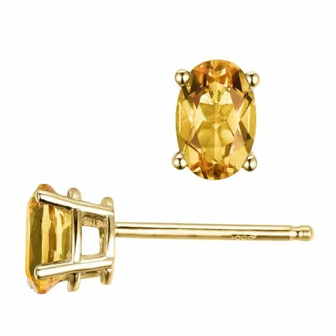 2 x 0,45 ct gula citrin örhängestift i 14 karat guld med citrin