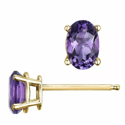 2 x 0,45 ct lila ametist örhängestift i 14 karat guld med ametist 