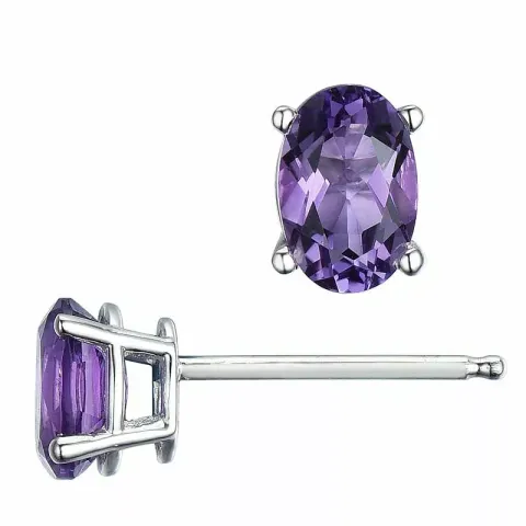 2 x 0,45 ct lila ametist örhängestift i 14 karat vitguld med ametist 