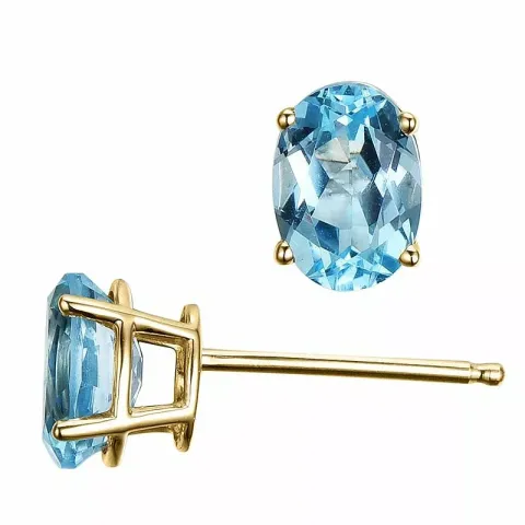 2 x 0,92 ct ovala blå topas örhängestift i 14 karat guld med topas 