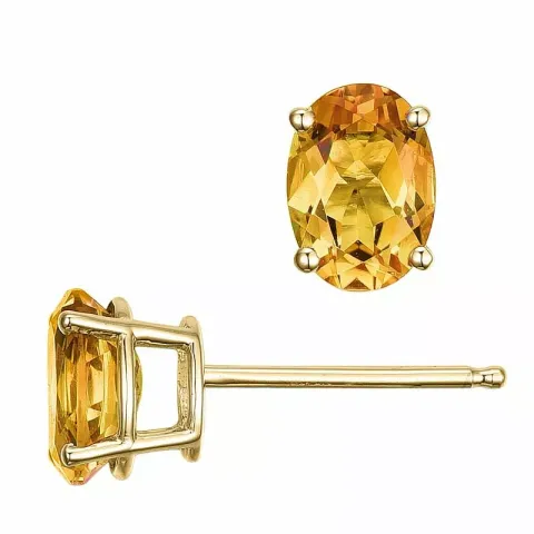 2 x 0,80 ct gula citrin örhängestift i 14 karat guld med citrin
