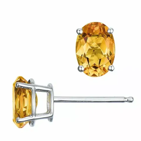 2 x 0,80 ct gula citrin örhängestift i 14 karat vitguld med citrin