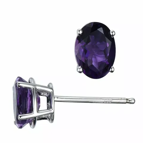 2 x 0,80 ct lila ametist örhängestift i 14 karat vitguld med ametist 