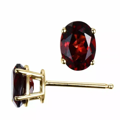2 x 1 ct ovala röda granat örhängestift i 14 karat guld med granat 