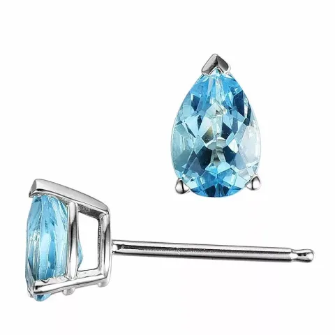 2 x 0,50 ct blå topas örhängestift i 14 karat vitguld med topas 