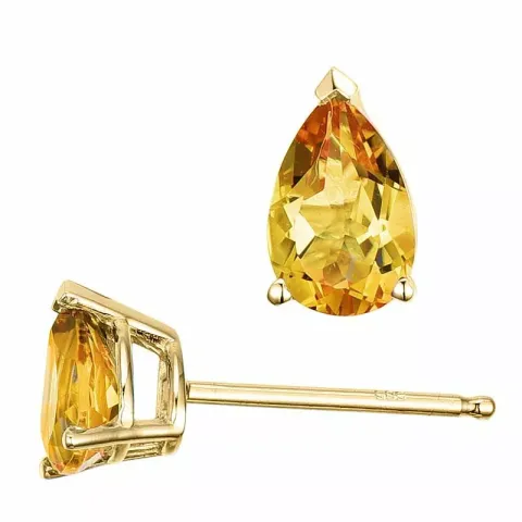 2 x 0,40 ct gula citrin örhängestift i 14 karat guld med citrin