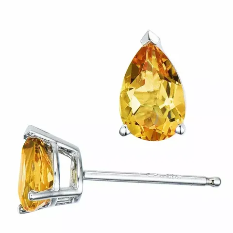 2 x 0,40 ct gula citrin örhängestift i 14 karat vitguld med citrin