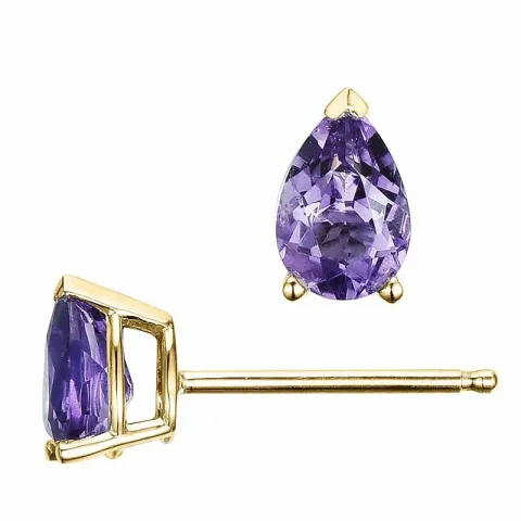 2 x 0,40 ct lila ametist örhängestift i 14 karat guld med ametist
