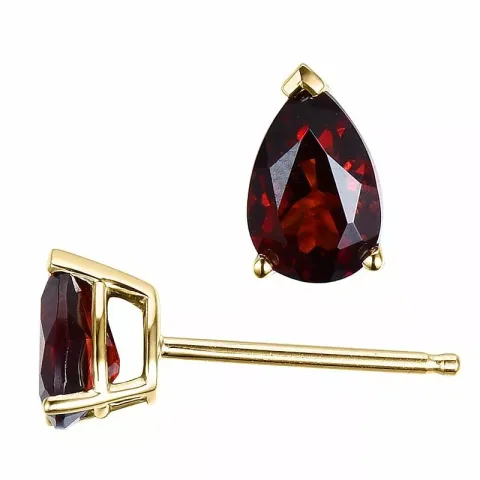 2 x 0,60 ct röda granat örhängestift i 14 karat guld med granat 