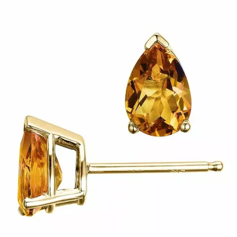 2 x 0,68 ct gula citrin örhängestift i 14 karat guld med citrin