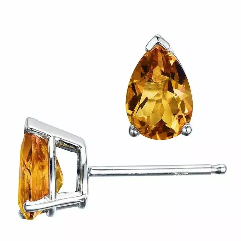 2 x 0,68 ct gula citrin örhängestift i 14 karat vitguld med citrin