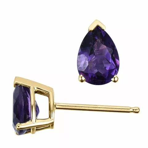 2 x 0,68 ct lila ametist örhängestift i 14 karat guld med ametist 