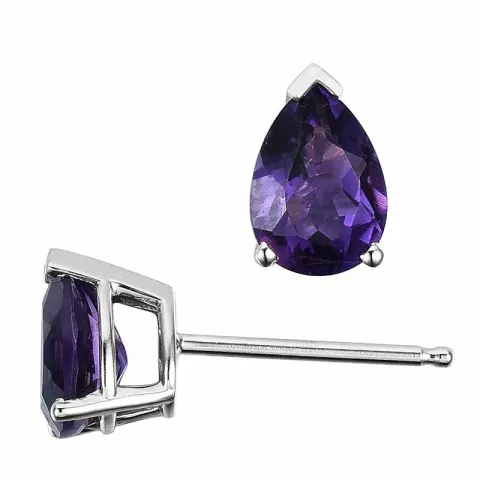 2 x 0,68 ct lila ametist örhängestift i 14 karat vitguld med ametist