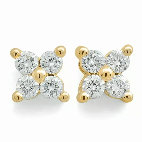 blommor briljiantöronringar i 14 karat guld med diamant