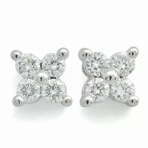 blommor diamantörhängen i 14 karat vitguld med diamant 