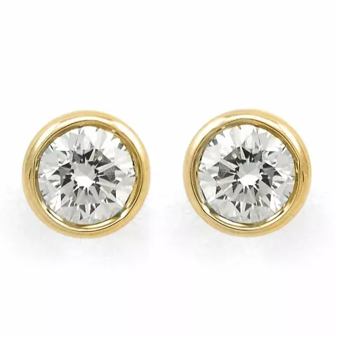 runda diamant solitäreörhängestift i 14 karat guld med diamant 