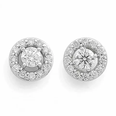 runda diamant örhängestift i 14 karat vitguld med diamant