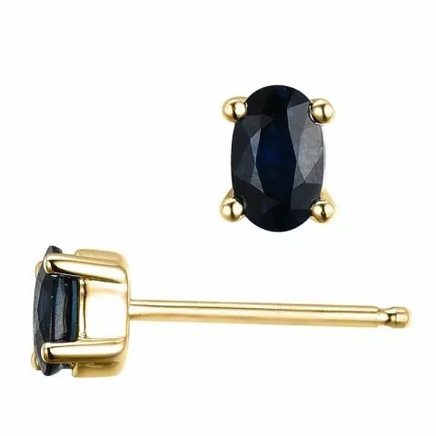 2 x 0,35 ct blå safir örhängestift i 14 karat guld med safir