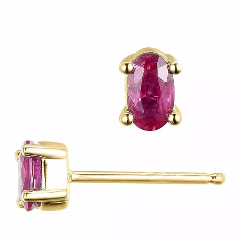 2 x 0,35 ct röda rubin örhängestift i 14 karat guld med rubin