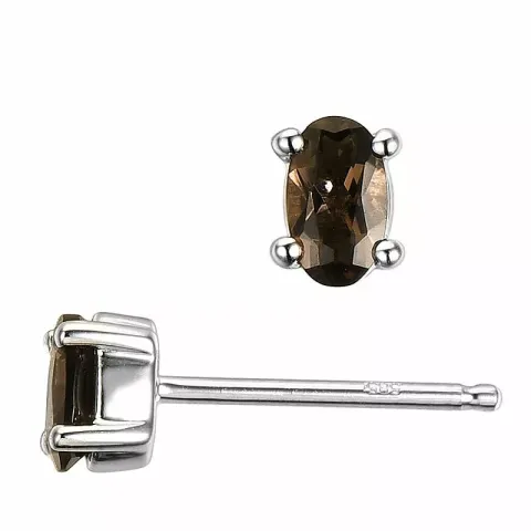 2 x 0,20 ct ovala kvarts örhängestift i 14 karat vitguld med kvarts