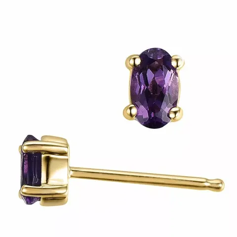 2 x 0,25 ct ovala lila ametist örhängestift i 14 karat guld med ametist 