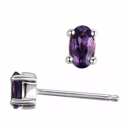 2 x 0,25 ct ovala ametist örhängestift i 14 karat vitguld med ametist 