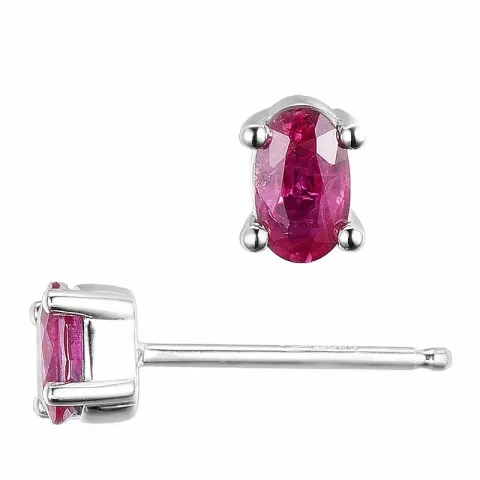 2 x 0,35 ct rubin örhängestift i 14 karat vitguld med rubin 