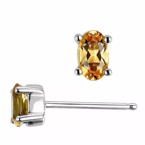 2 x 0,25 ct citrin örhängestift i 14 karat vitguld med citrin