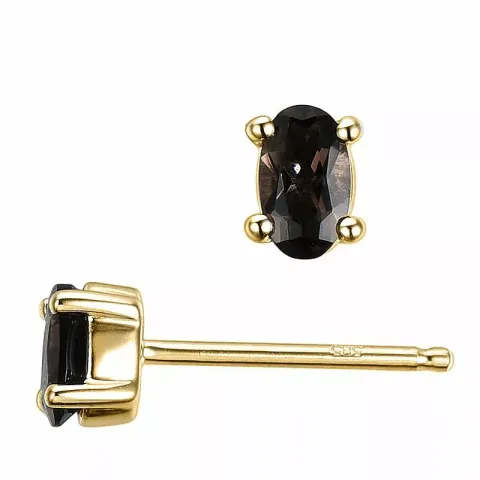 2 x 0,20 ct rökfärgat kvarts örhängestift i 14 karat guld med kvarts 