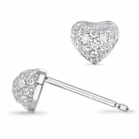 Hjärta diamant örhängestift i 14 karat vitguld med diamanter