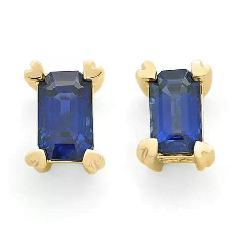 2 x 0,38 ct blå safir örhängestift i 14 karat guld med safir 