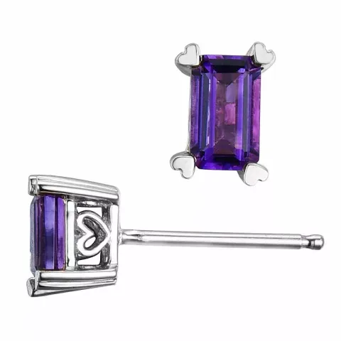 2 x 0,28 ct ametist örhängestift i 14 karat vitguld med ametist