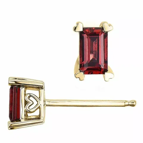 2 x 0,39 ct röda granat örhängestift i 14 karat guld med granat