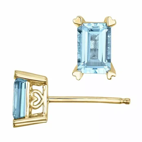 2 x 0,7 ct smycke ljusblå topas örhängestift i 14 karat guld med topas