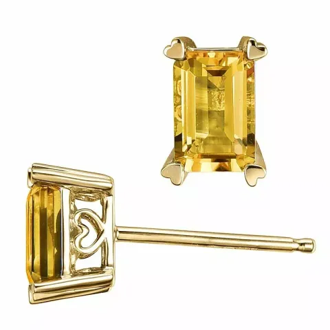 2 x 0,55 ct smycke gula citrin örhängestift i 14 karat guld med citrin