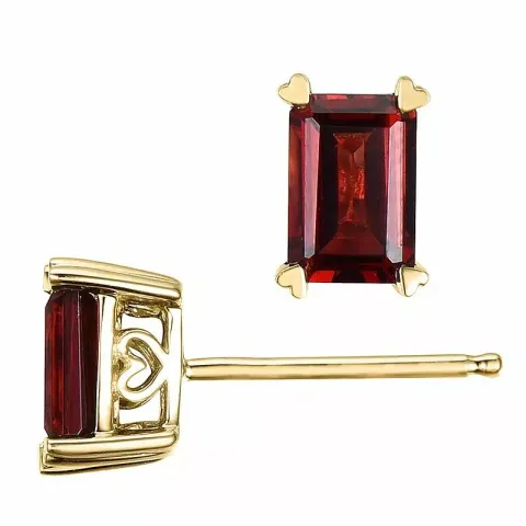 2 x 0,75 ct smycke röda granat örhängestift i 14 karat guld med granat