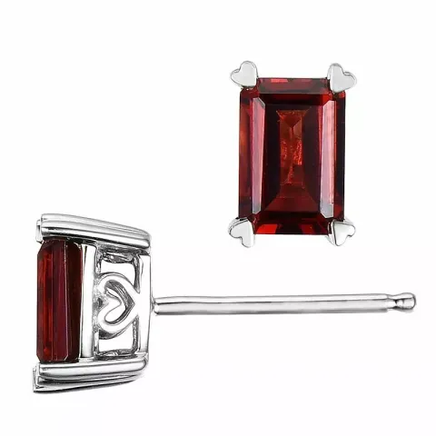 2 x 0,75 ct smycke granat örhängestift i 14 karat vitguld med granat