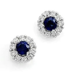 runda safir briljiantöronringar i 14 karat vitguld med safir och diamant 