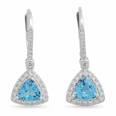 trekantigt topas diamantörhängen i 14 karat vitguld med topas och diamant 