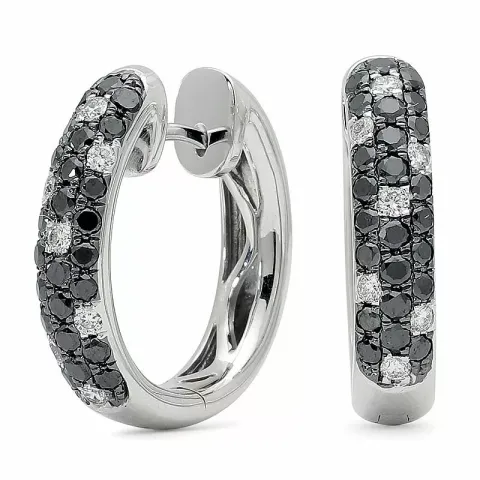 17 mm svarta diamant creol i 14 karat vitguld med svart diamant och diamant