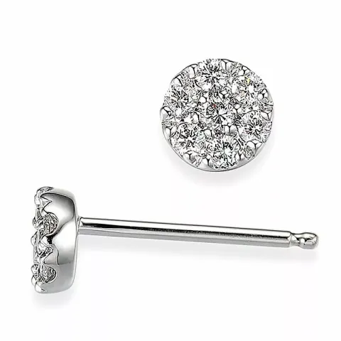 runda diamantörhängen i 14 karat vitguld med diamant