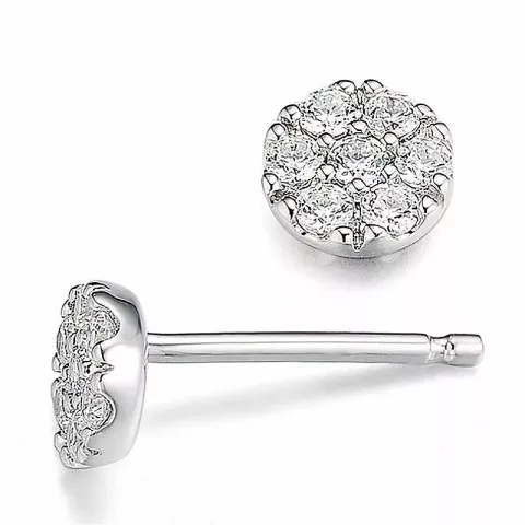 runda diamantörhängen i 14 karat vitguld med diamant
