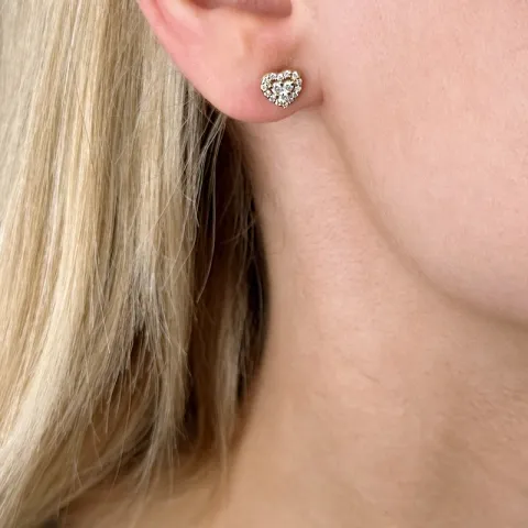 Hjärta diamantörhängen i 14 karat guld med diamanter 