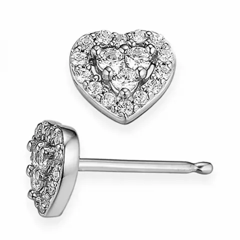 Hjärta diamantörhängen i 14 karat vitguld med diamanter 
