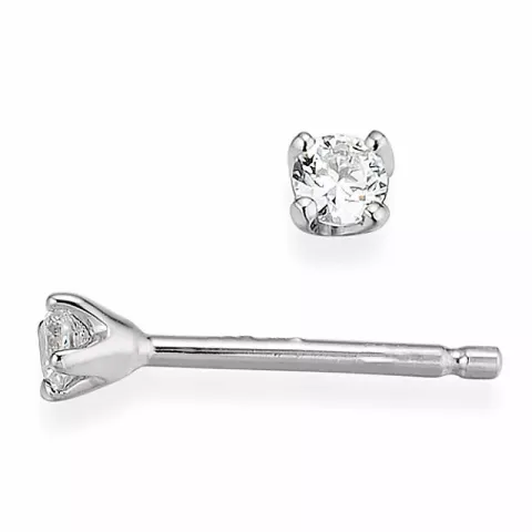 små diamant solitäreörhängestift i 14 karat vitguld med diamant