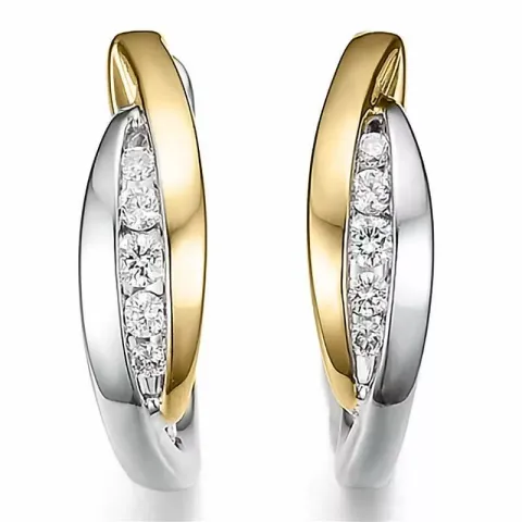 13 mm diamant creol i 14 karat guld och vitguld med diamant