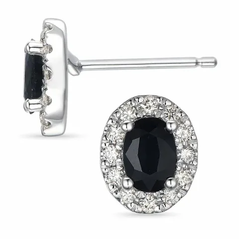 Rosett safir diamantörhängen i 14 karat vitguld med safirer och diamanter